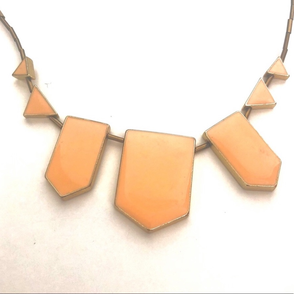 Greek Odyssey Geometric Necklace with Peach  enamel
